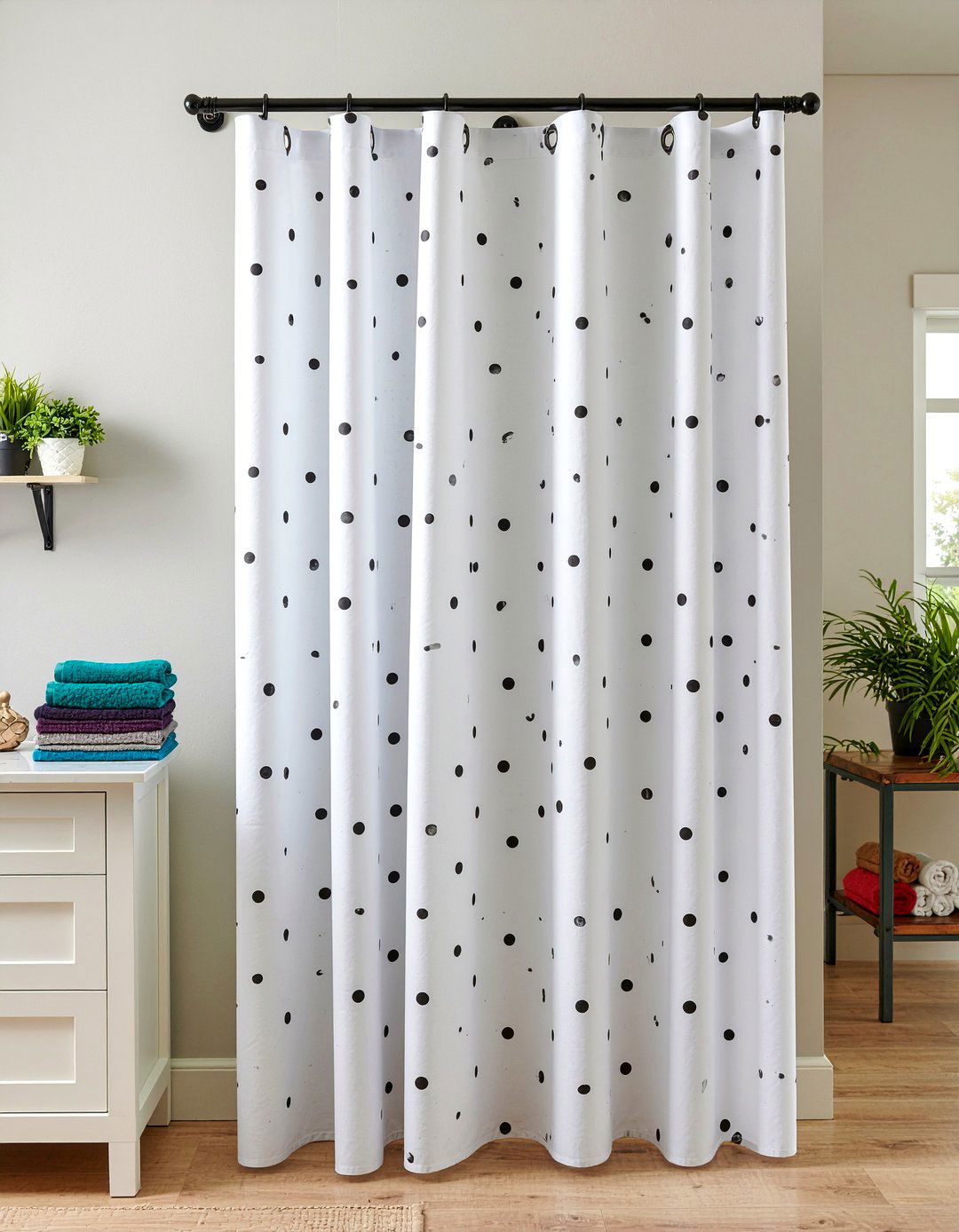 Polka dot shower curtain - 30 bathroom curtain ideas