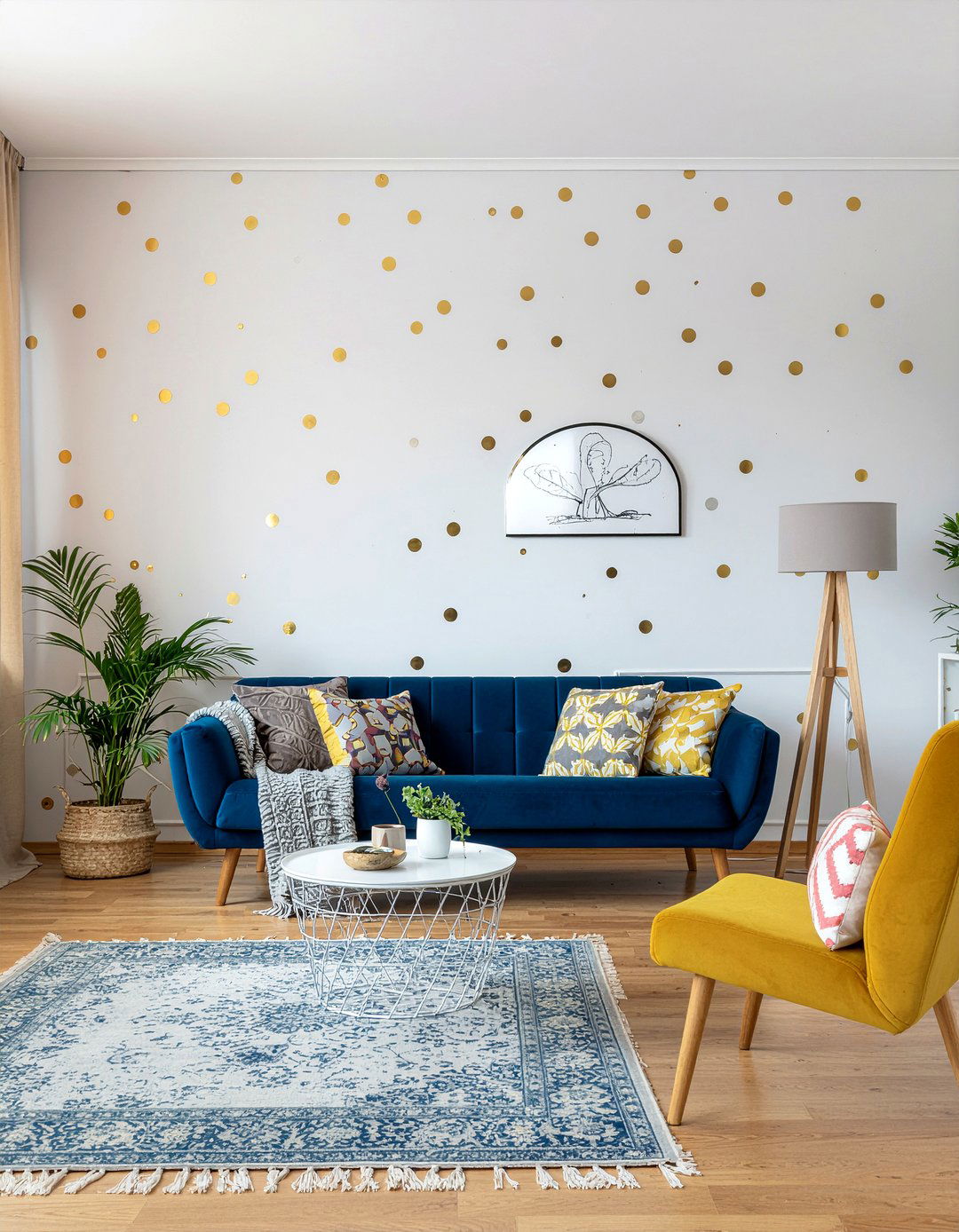 Polka dot wall stencil - 30 living room wall stencils