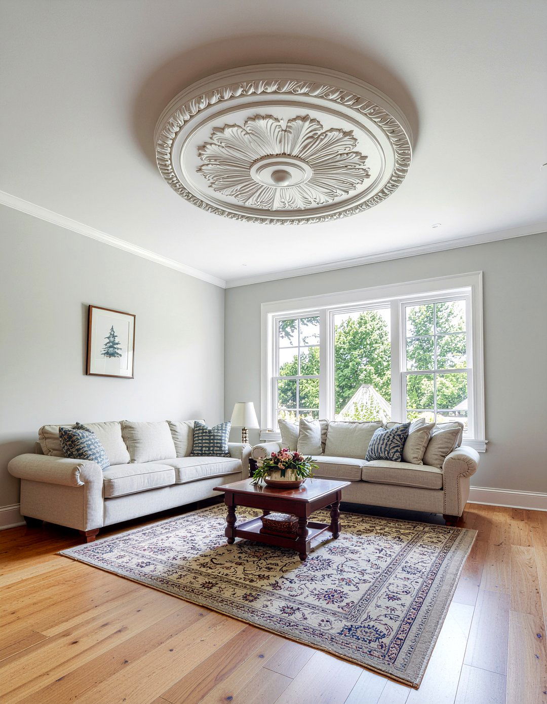 Polyurethane ceiling medallion - 30 living room rosette ideas