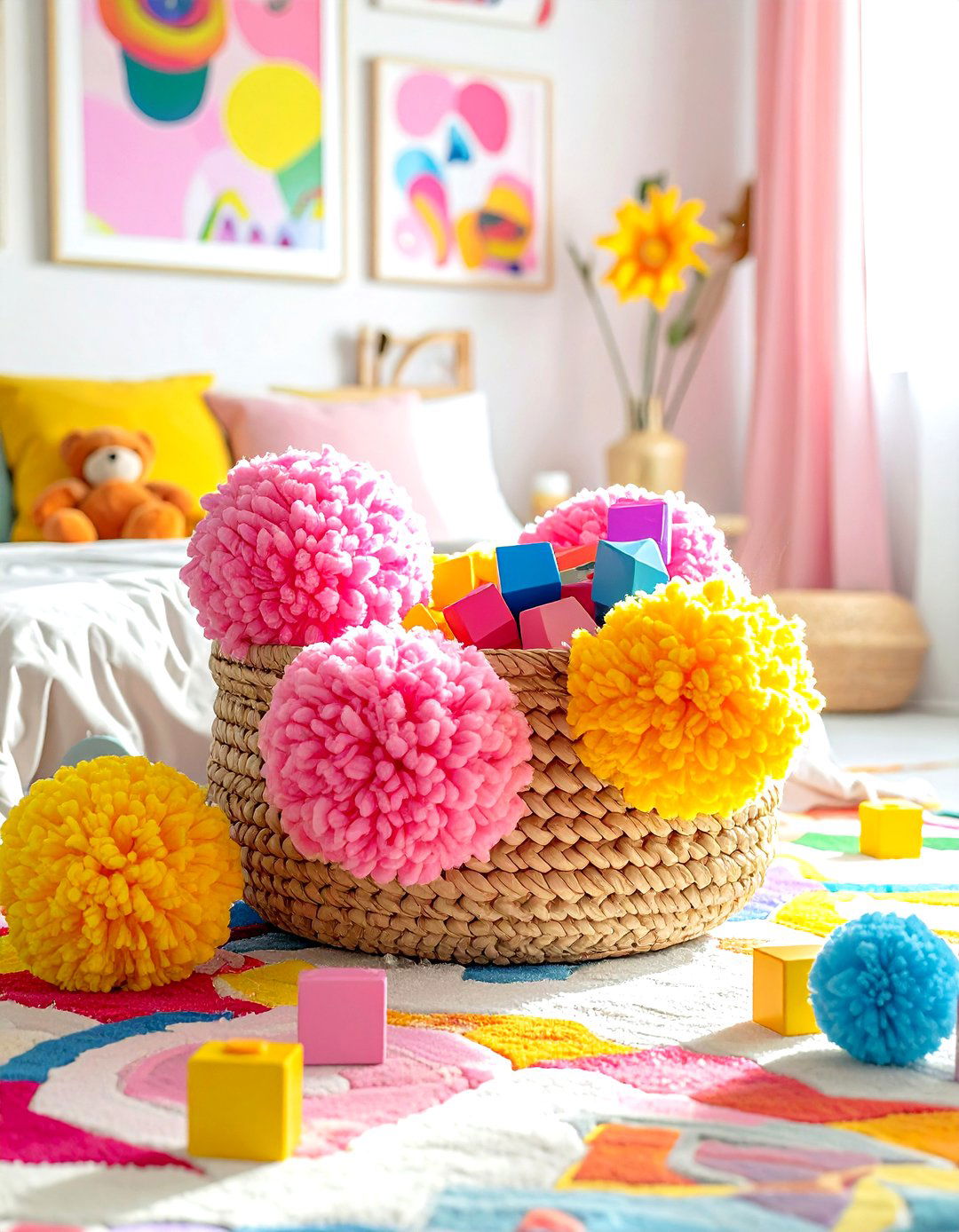 Pom Pom Belly Basket - 30 belly basket ideas