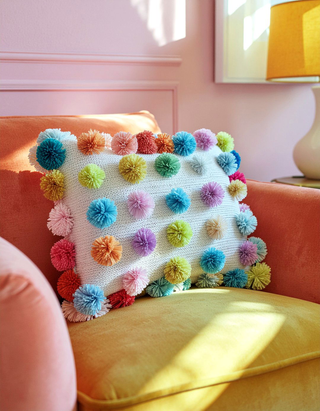 Pom Pom Pillows - 30 living room throw pillows