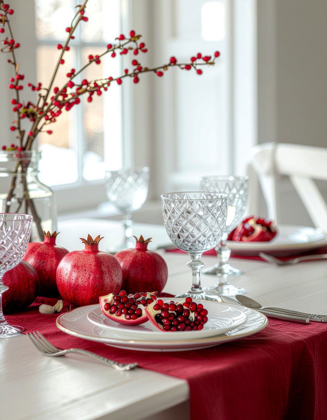 Pomegranate theme passover decor - 30 Passover seder dining room ideas