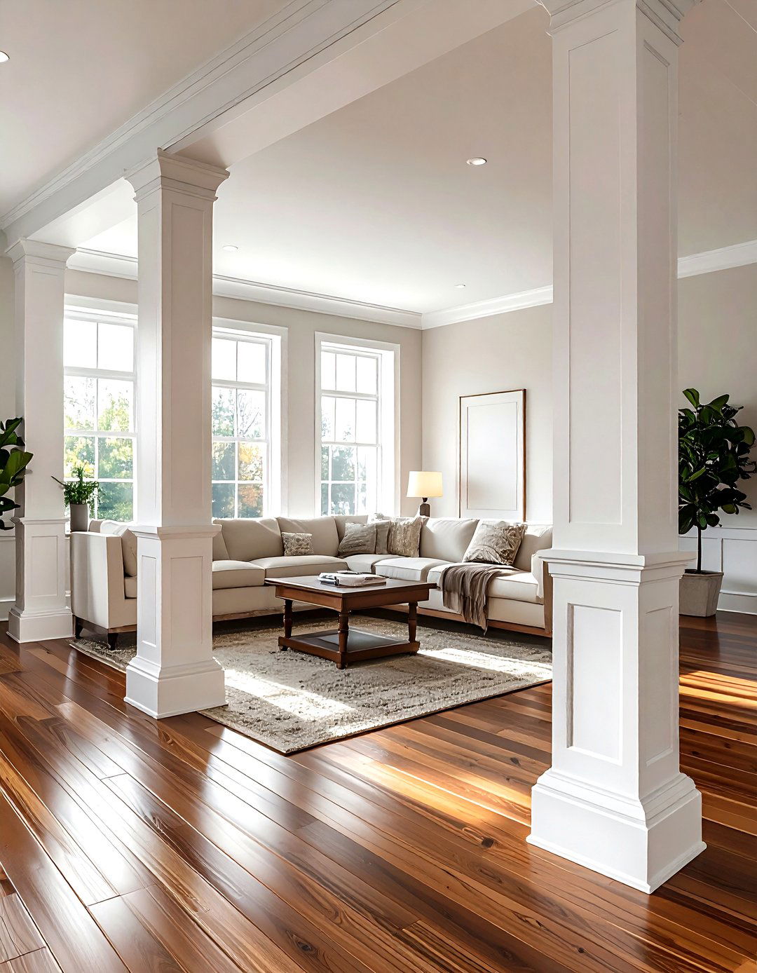 Pony Wall With Columns - 30 living room half wall ideas