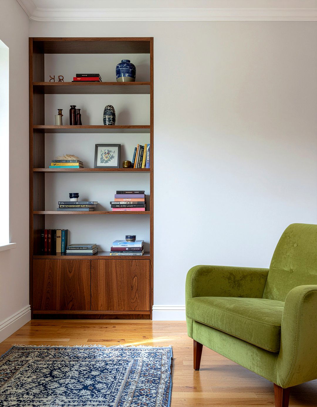 Pony wall with built in bookshelf - 30 living room pony wall ideas