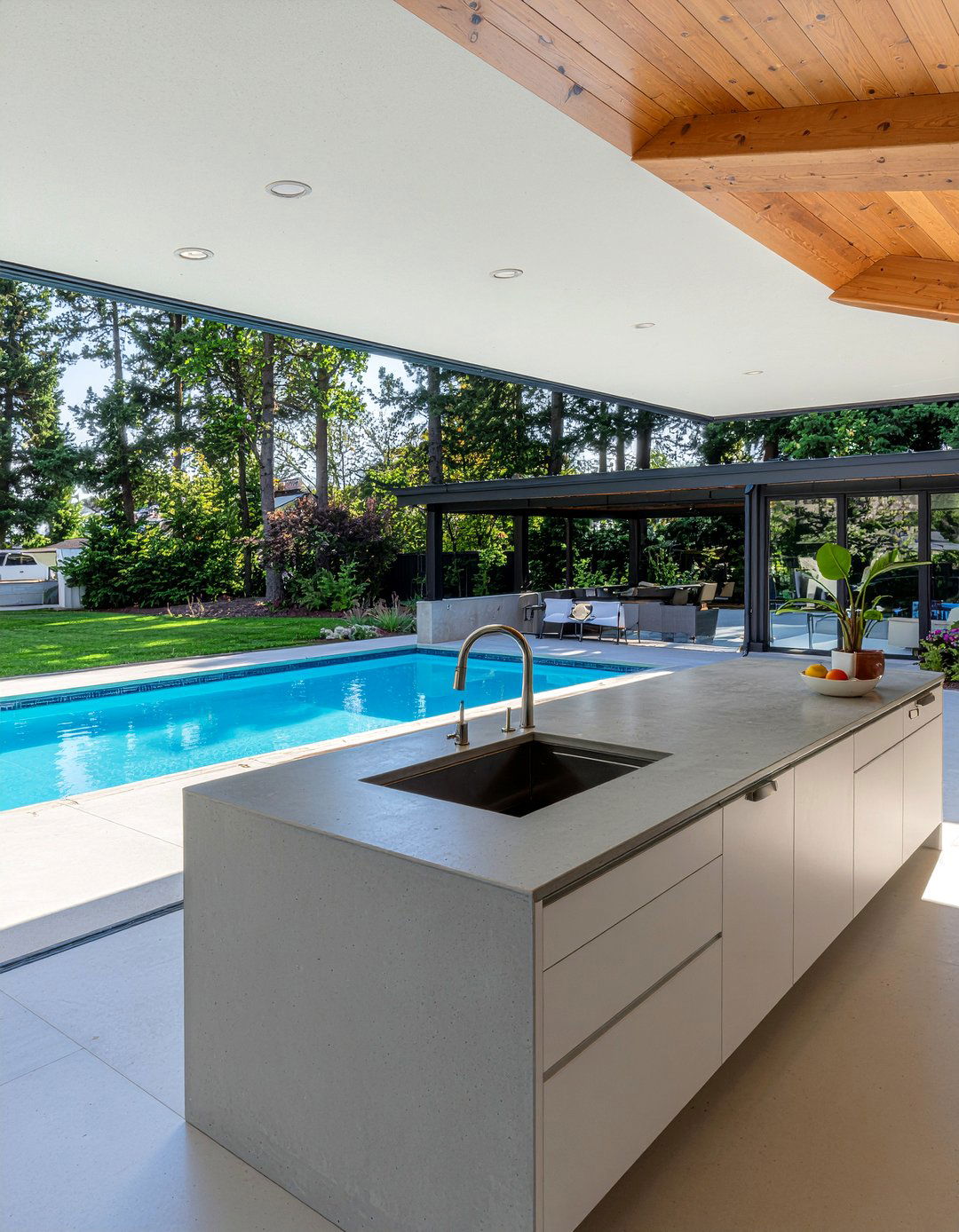 Pool House Kitchen With Concrete Countertops - 30 pool house kitchen ideas