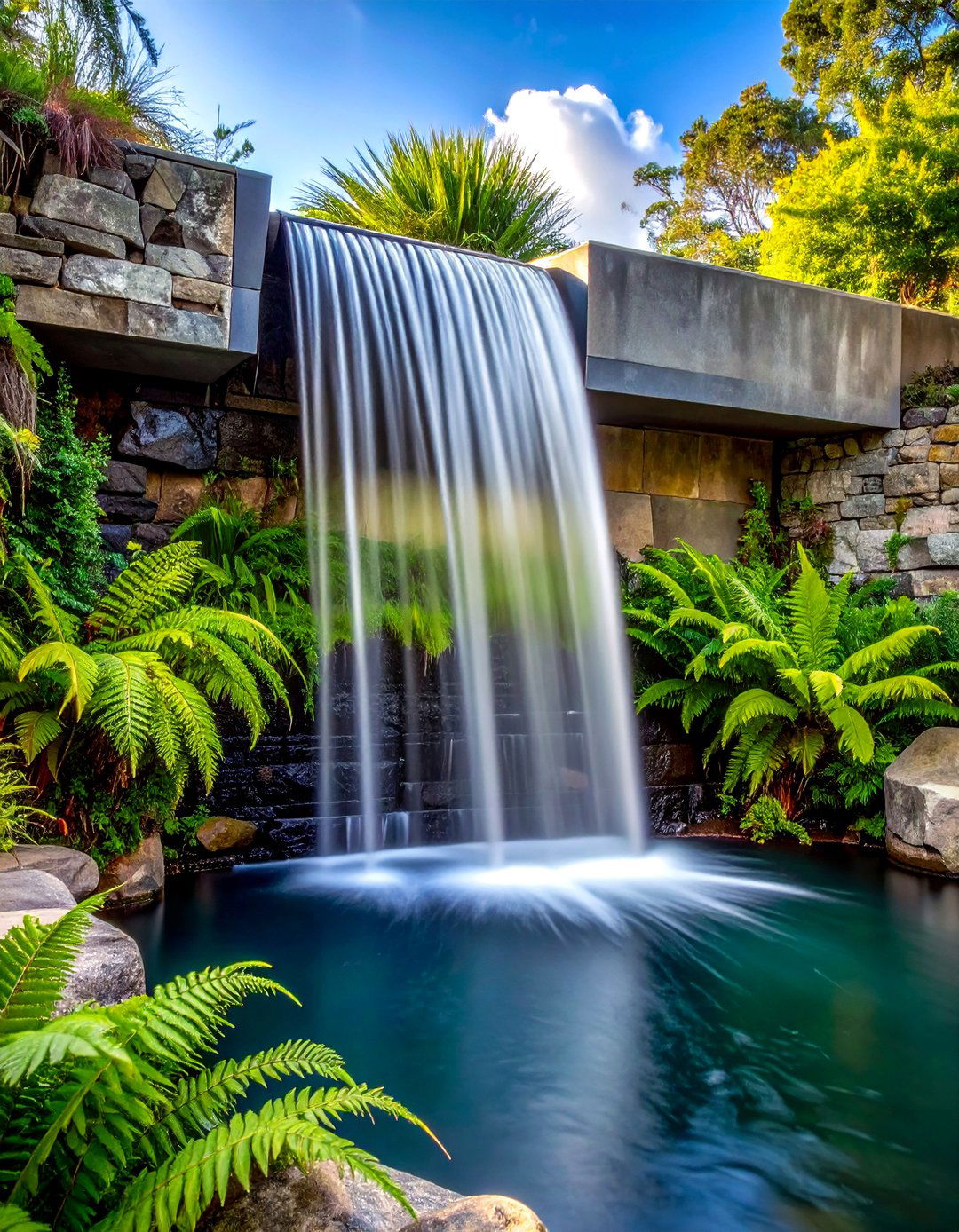 Pool waterfall - 30 poolside decor ideas