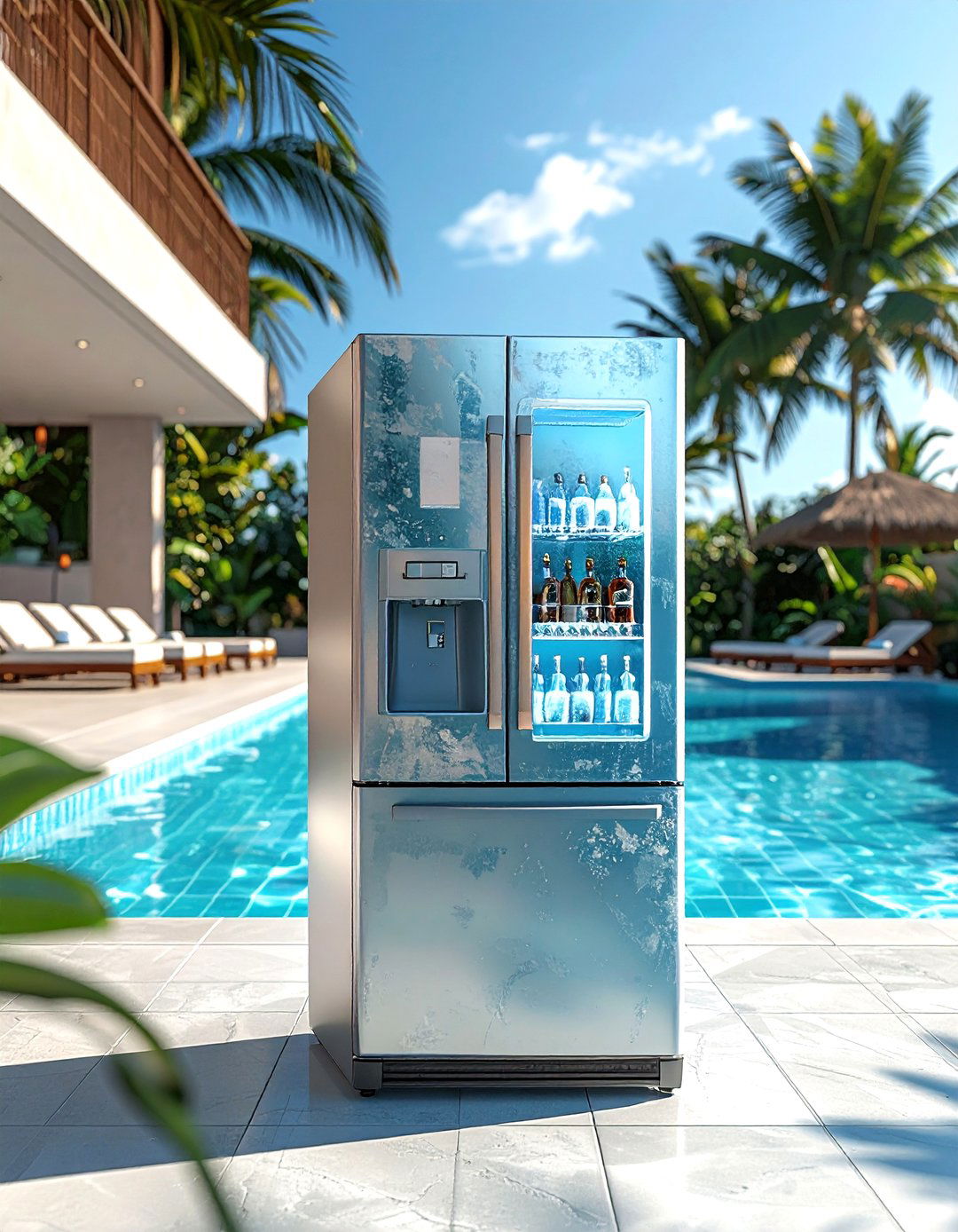 Poolside Bar Refrigerator - 30 outdoor kitchen refrigerator ideas