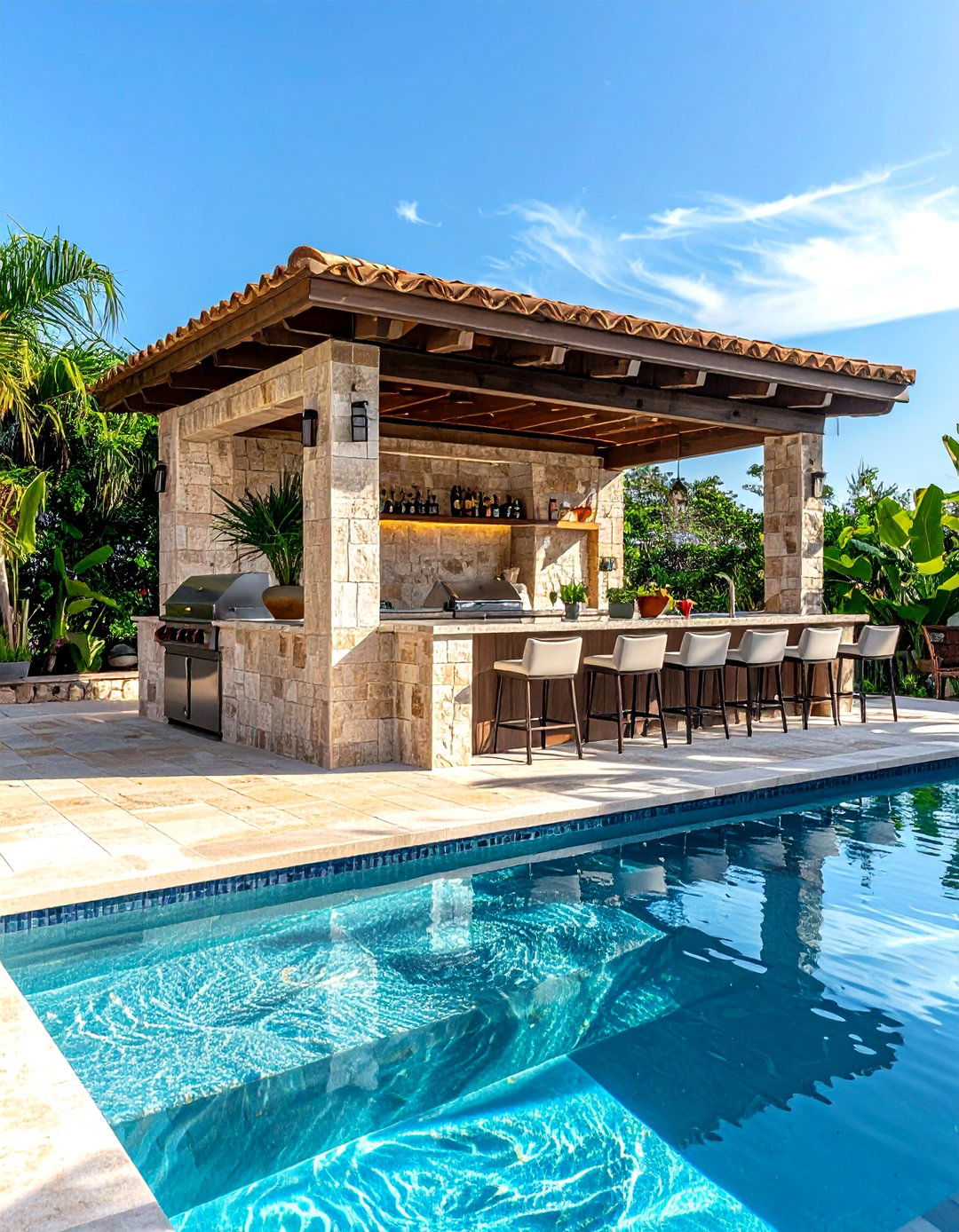 Poolside Outdoor Kitchen - 30 patio kitchen ideas