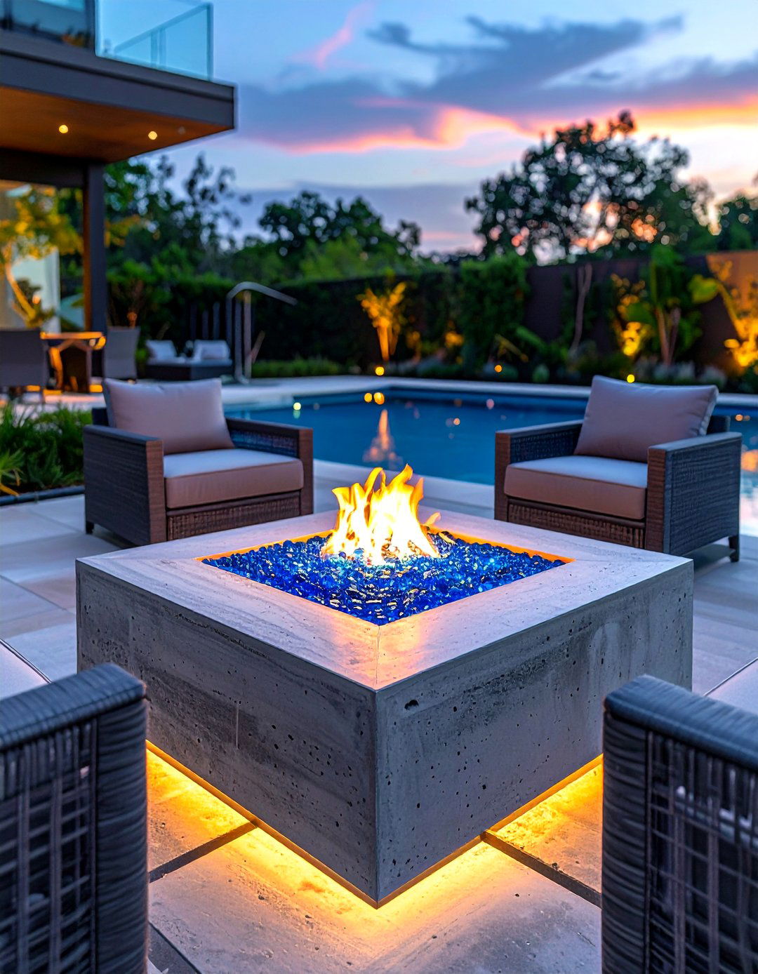 Poolside fire pit - 30 poolside decor ideas