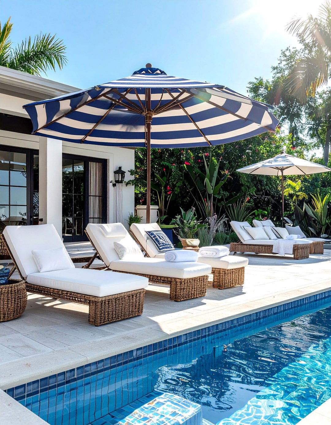 Poolside patio setup - 30 Serena and Lily decor ideas