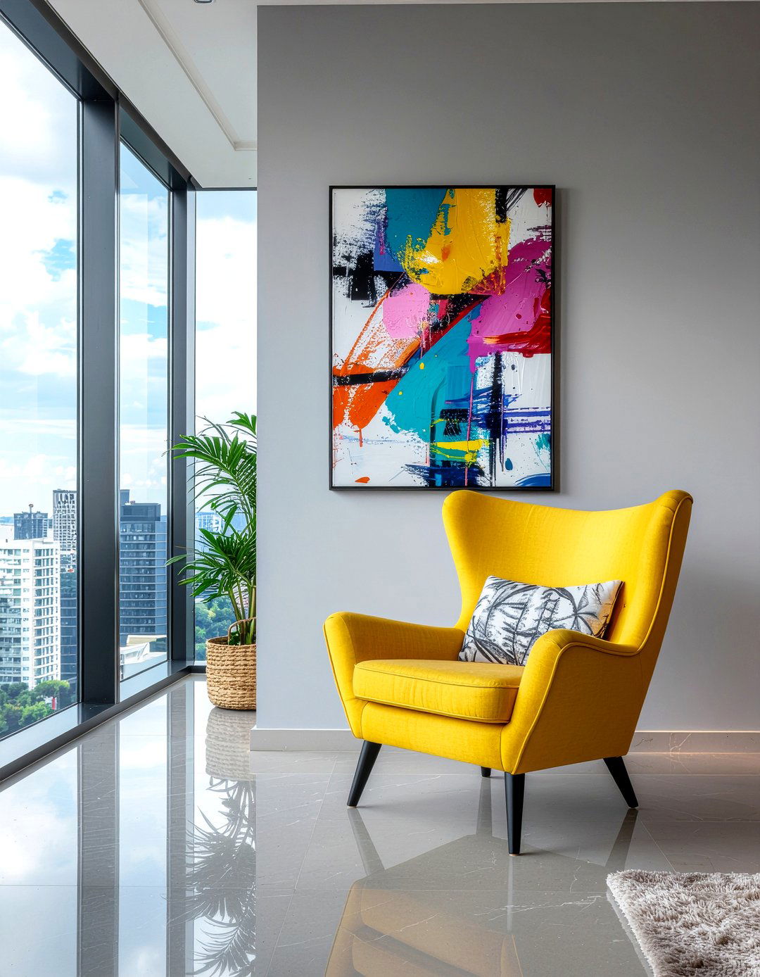 Pop Of Color - 30 penthouse living room ideas