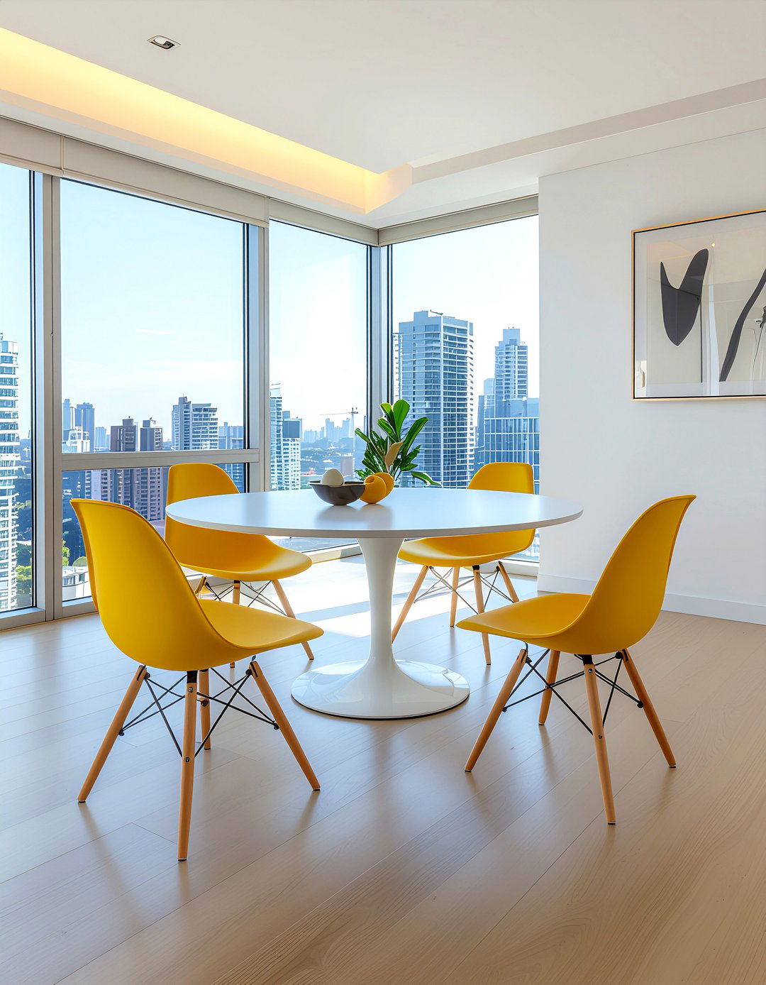 Pop of color dining room chairs - 30 penthouse dining room ideas