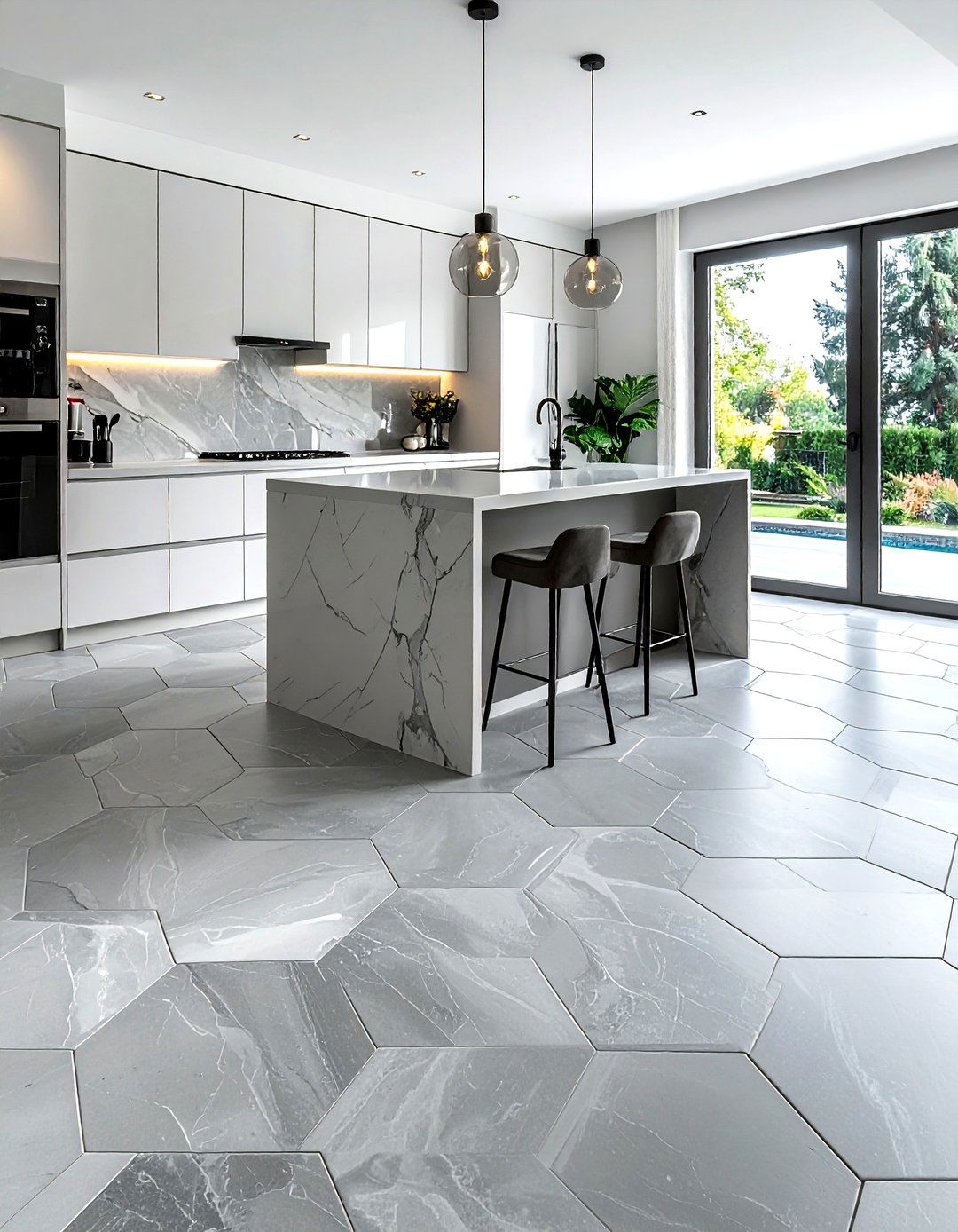 Porcelain Hexagon Floor - 30 hexagon floor kitchen ideas