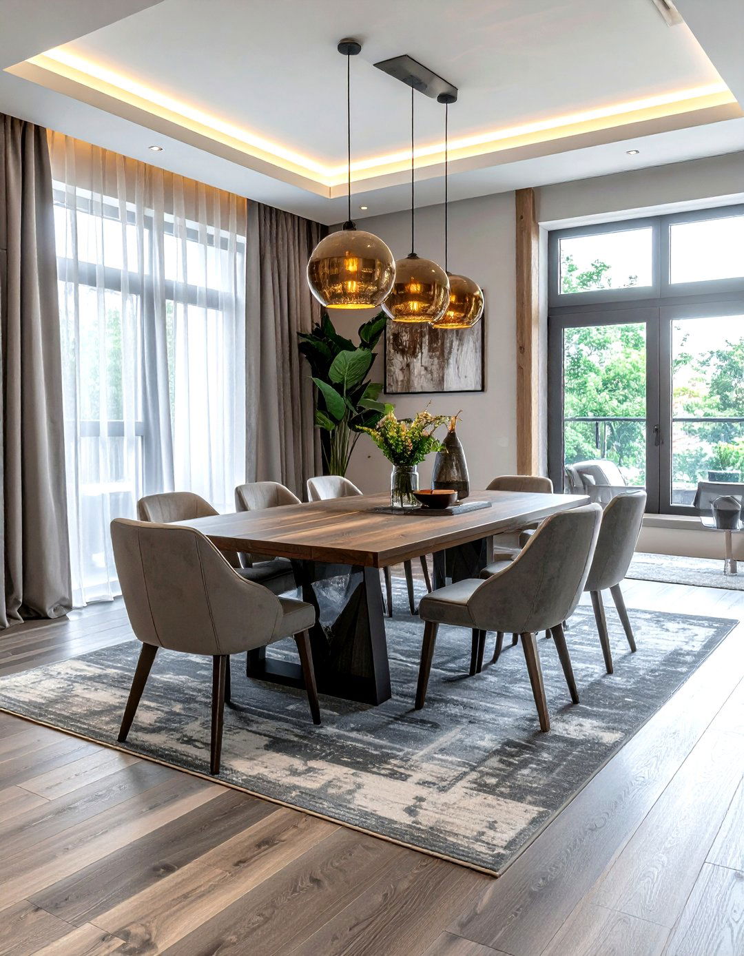 Porcelain Wood Tile - 30 dining room floor design ideas