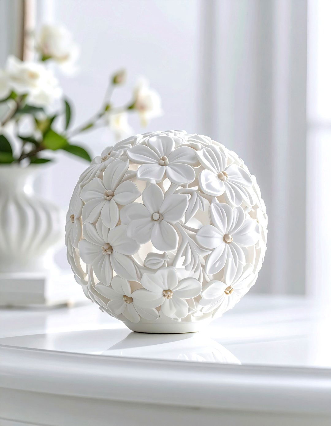 Porcelain floral sphere - 30 sphere decor ideas