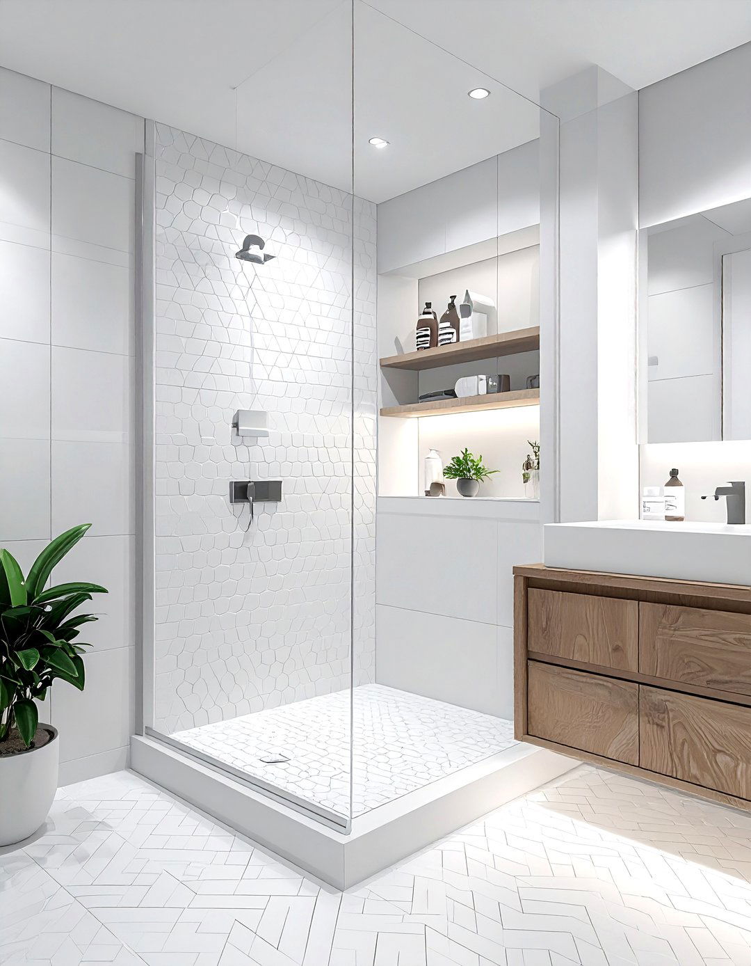 Porcelain penny tile shower - 30 penny tile bathroom ideas