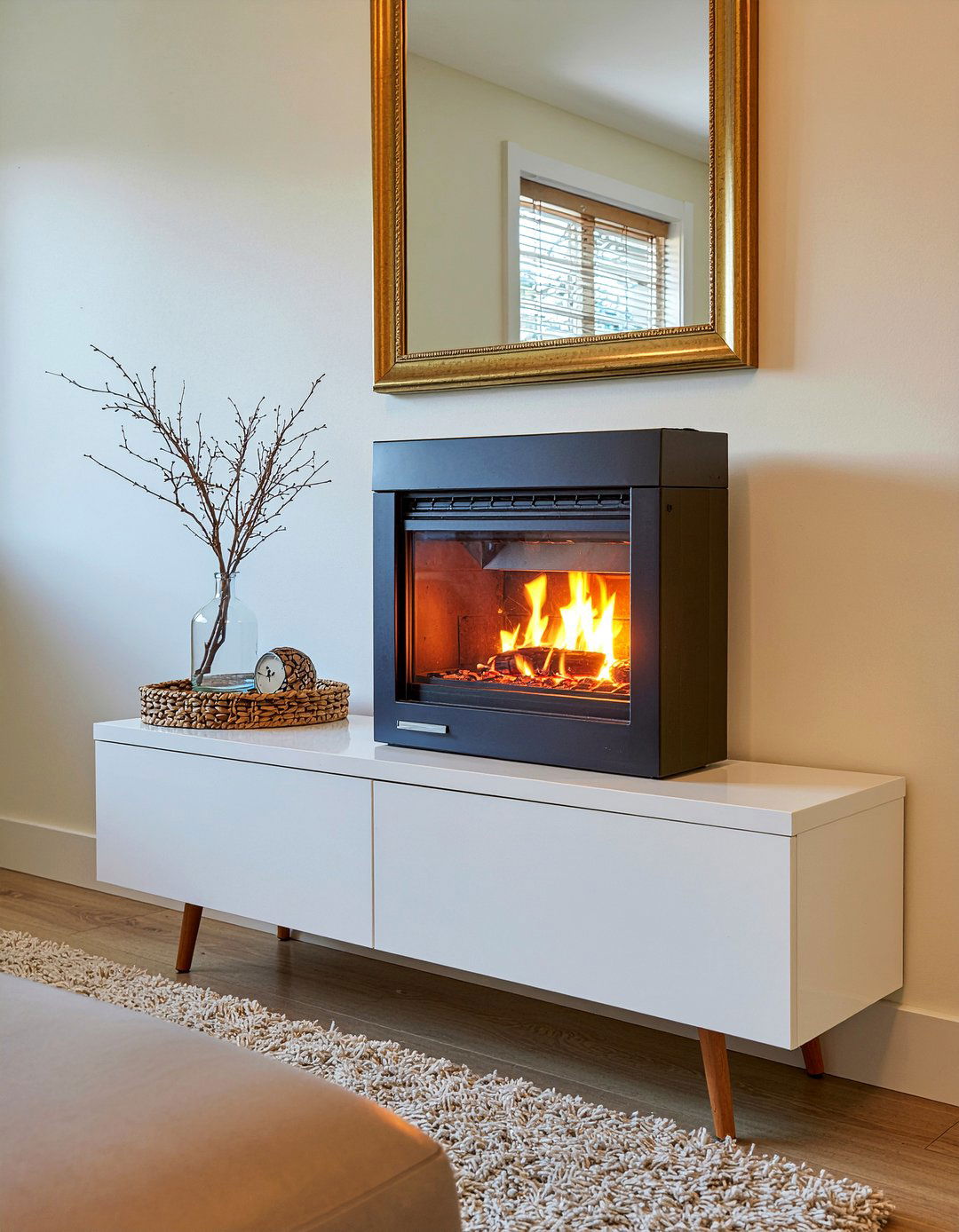 Portable fireplace - 30 temporary living room ideas