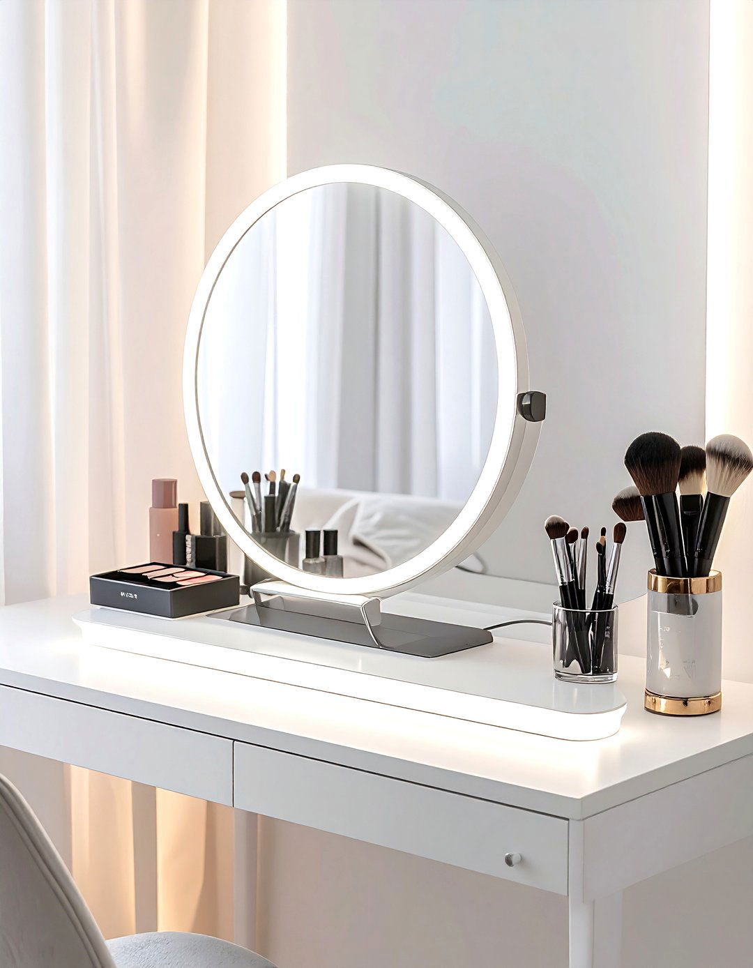 Portable vanity mirror with lights - 30 removable bedroom ideas