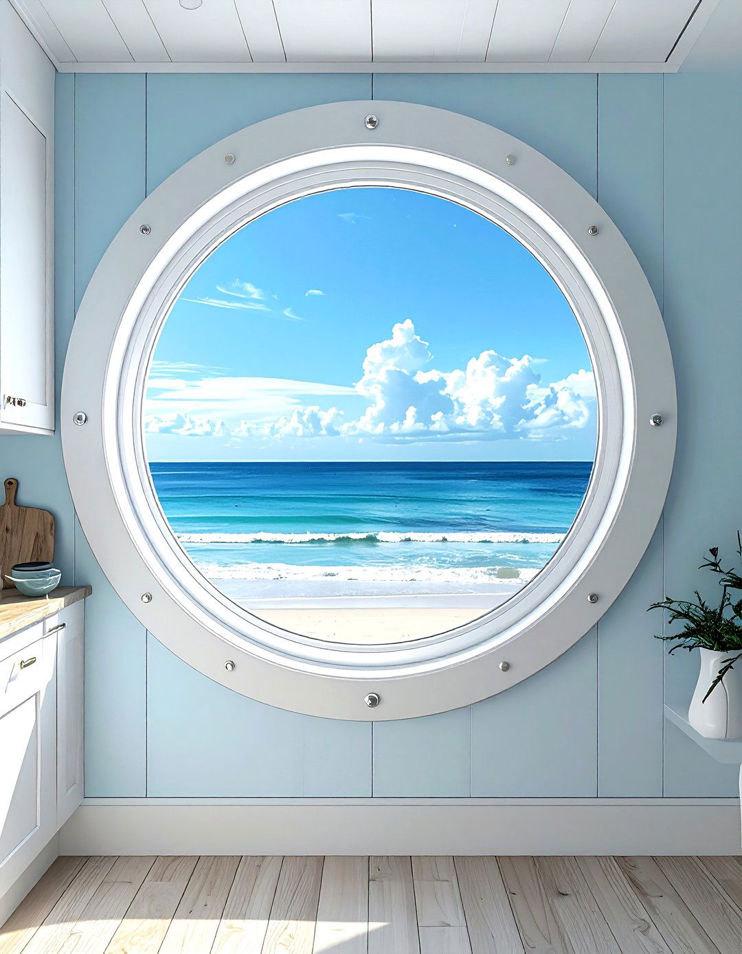 Porthole Style Windows - 30 coastal cottage kitchen ideas