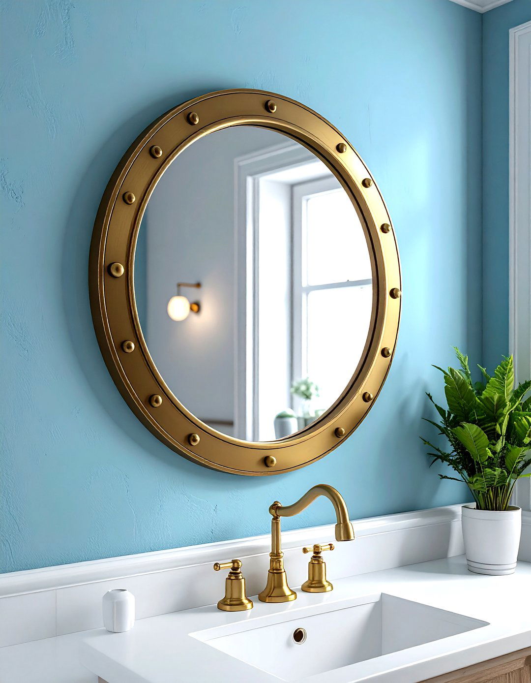 Porthole Wall Mirror - 30 nautical bathroom ideas