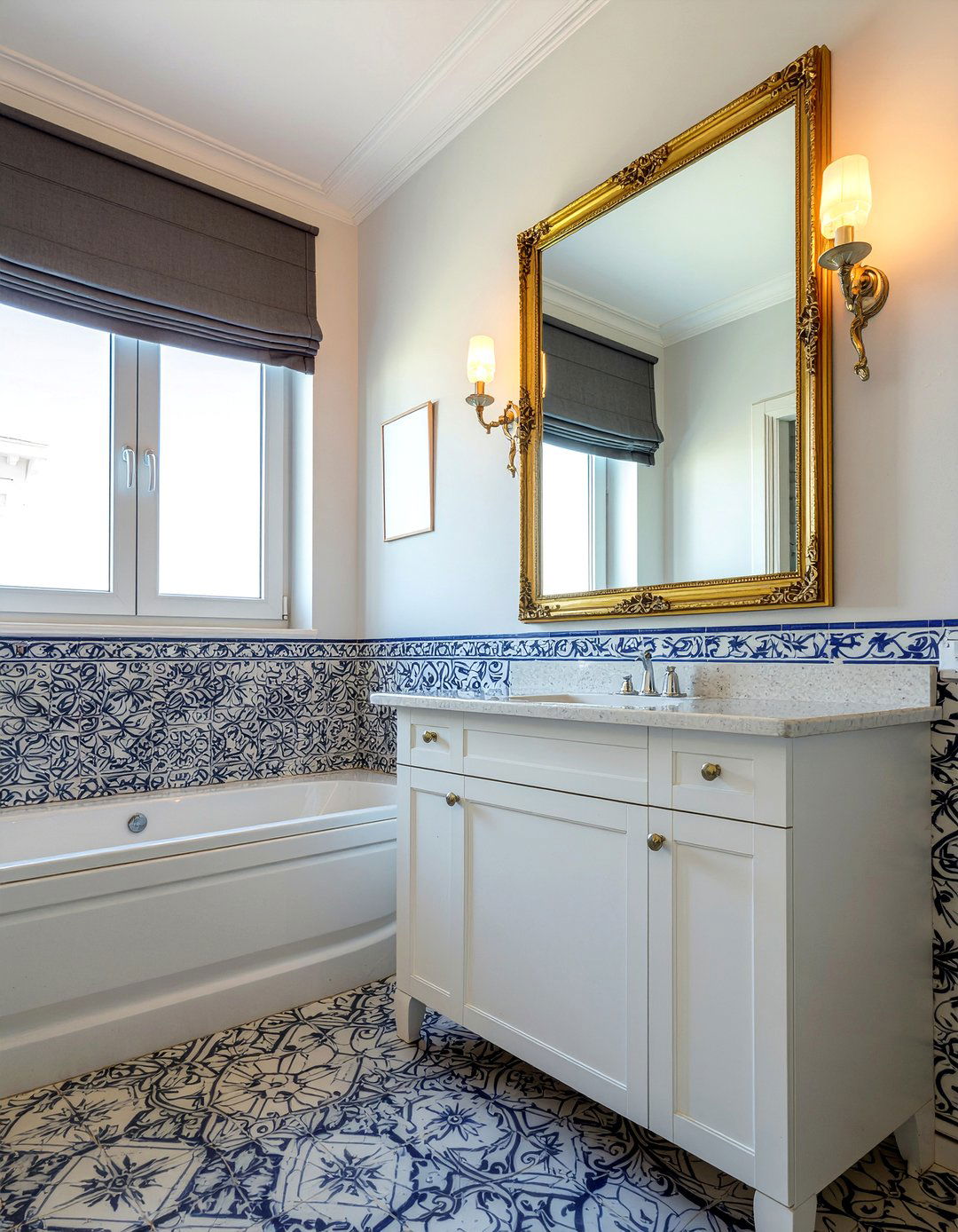 Portuguese tile powder room - 30 Portuguese tile bathroom ideas