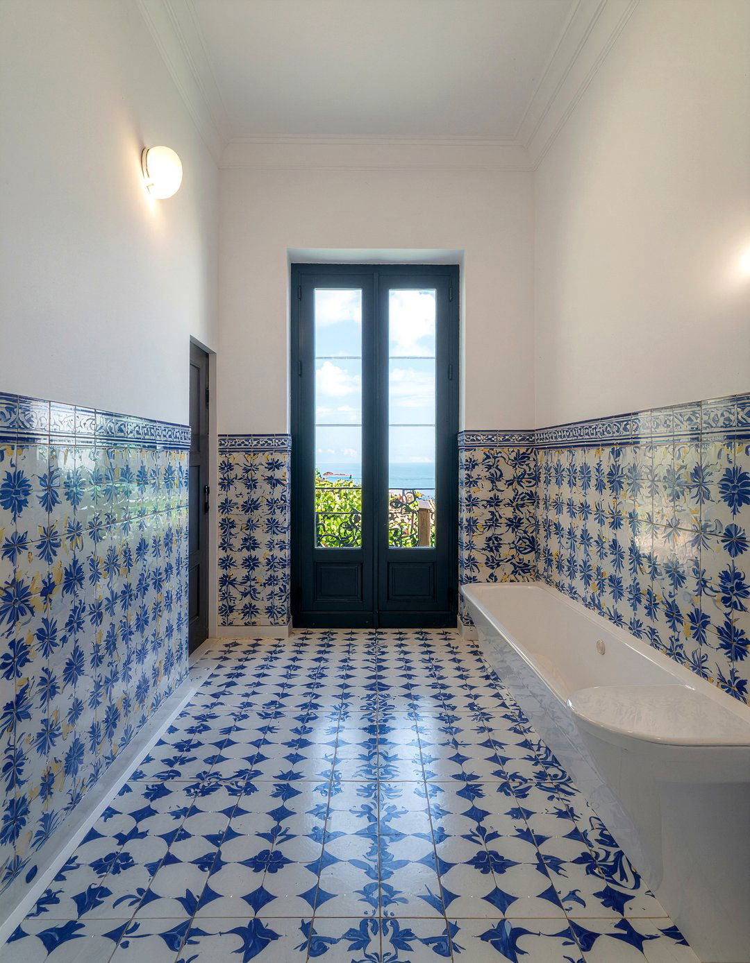 Portuguese tile walk in wet room - 30 Portuguese tile bathroom ideas