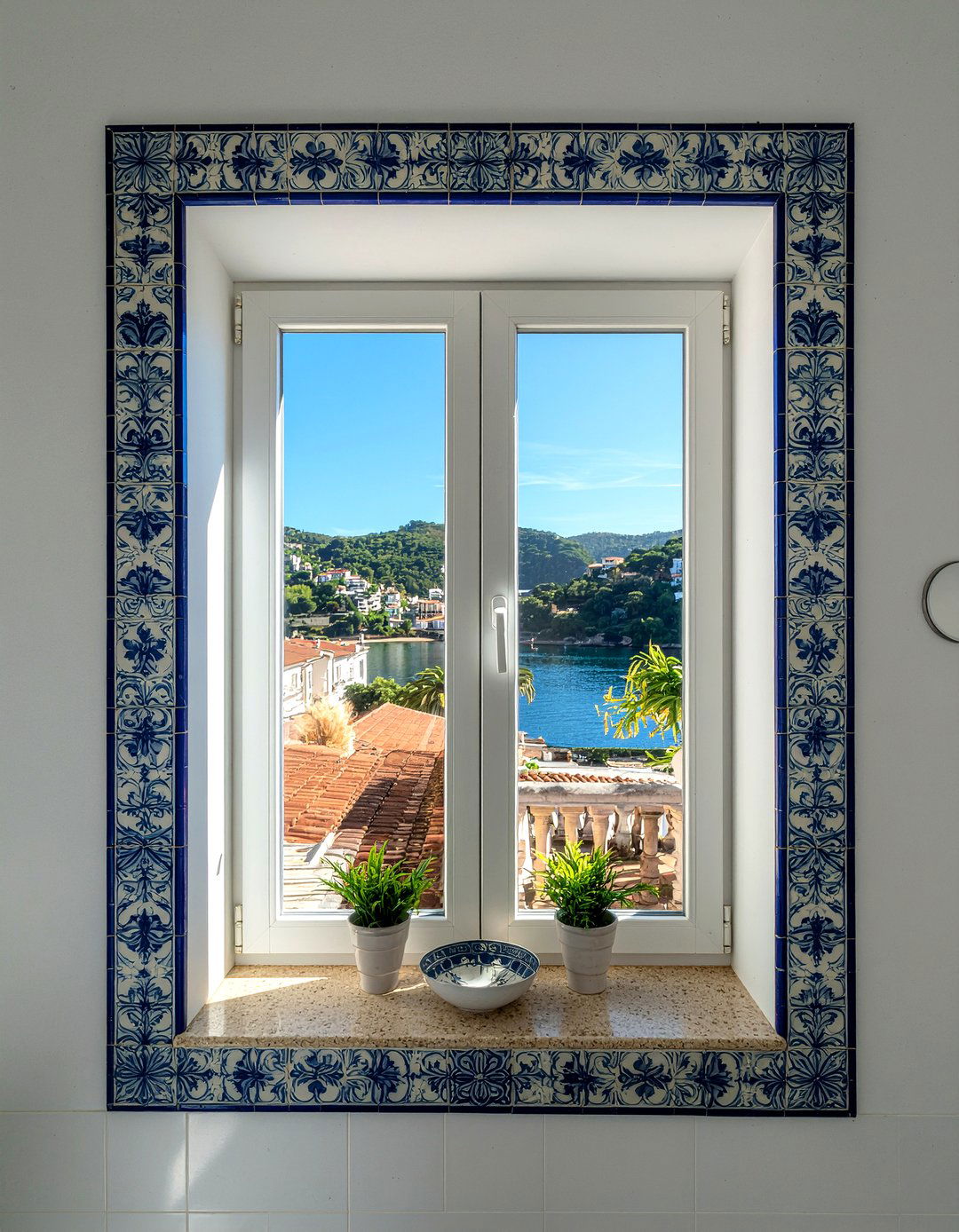 Portuguese tile window trim - 30 Portuguese tile bathroom ideas