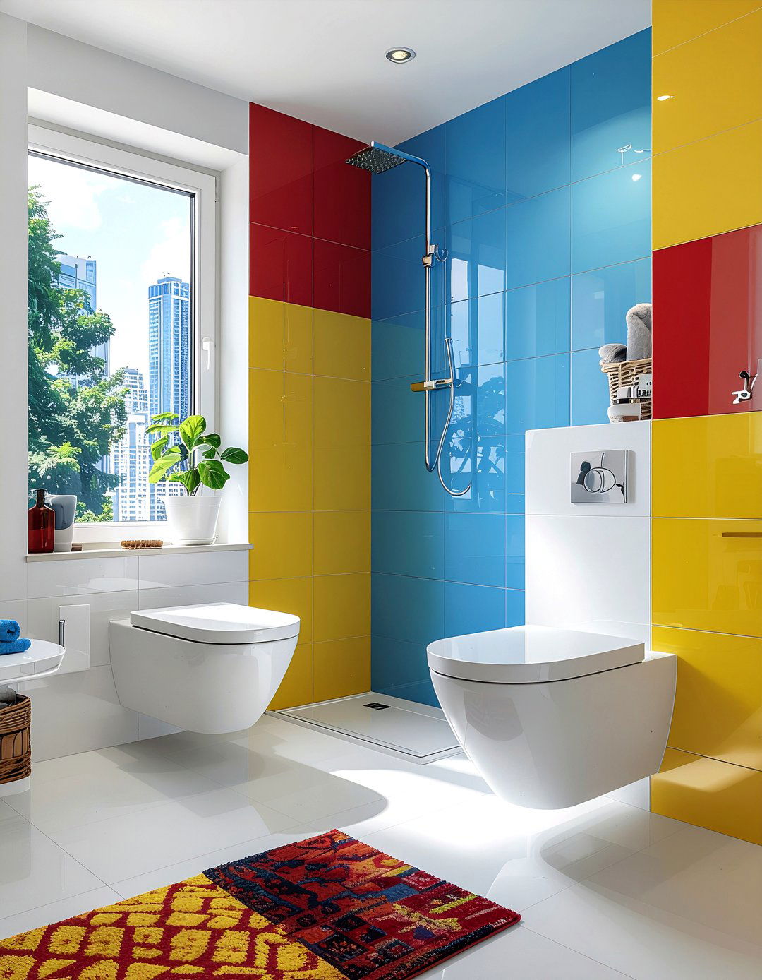 Postmodern bathroom colorful tile - 30 bathroom era mixing ideas