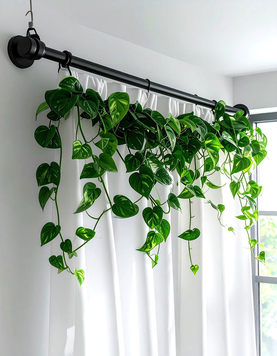 Pothos Curtain Rod - 30 pothos decor ideas
