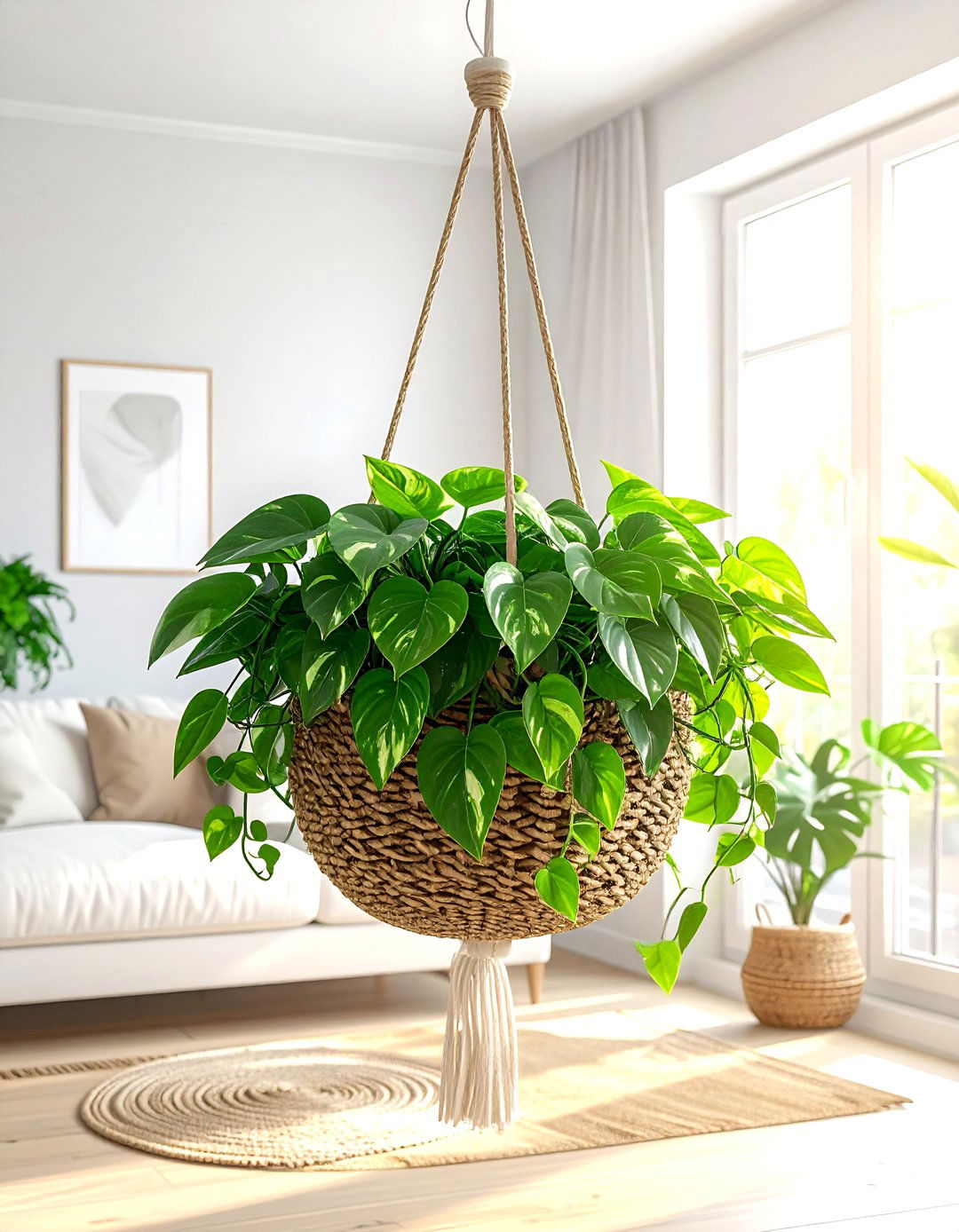 Pothos Hanging Basket - 30 pothos decor ideas