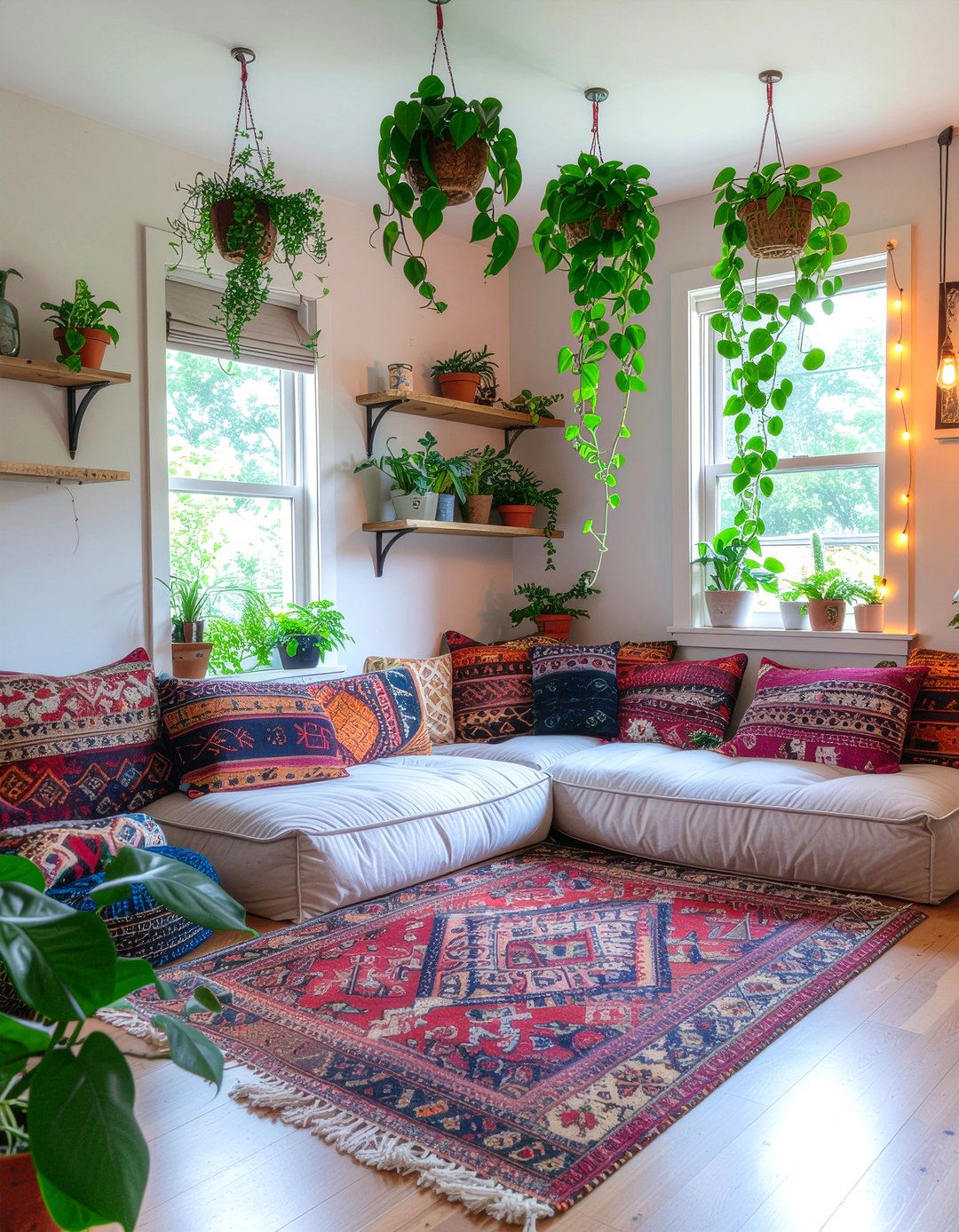 Pothos In Boho Living Room - 30 living room pothos ideas