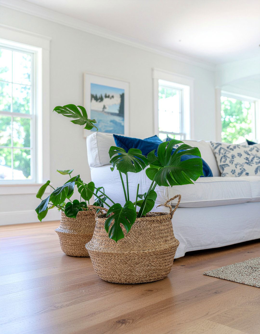 Pothos In Wicker Baskets - 30 living room pothos ideas