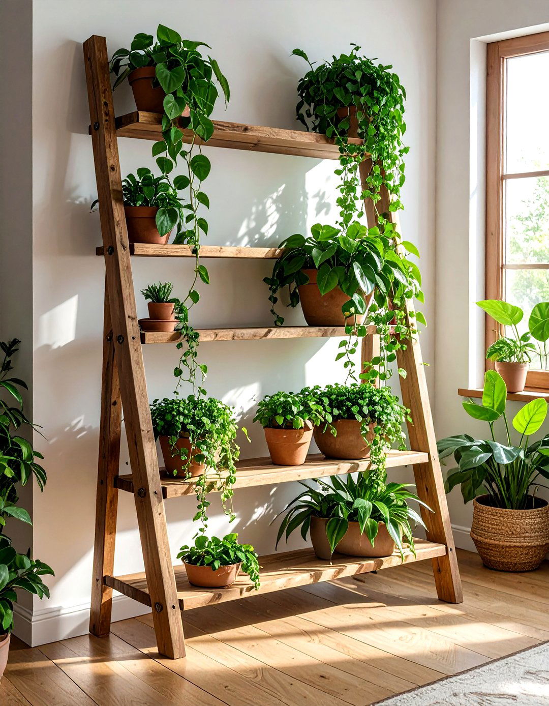 Pothos Ladder Shelf - 30 pothos decor ideas