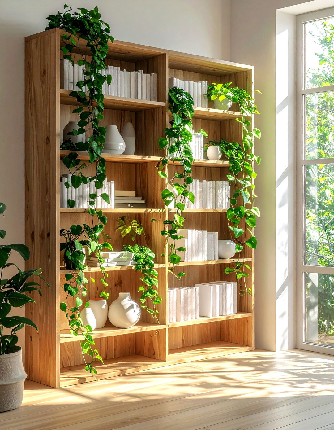 Pothos Shelf Cascade - 30 pothos decor ideas