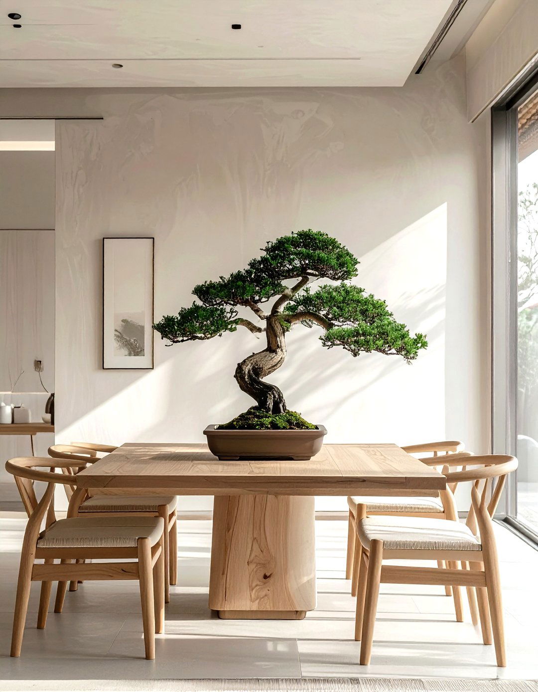 Potted Bonsai Tree - 30 zen dining room ideas