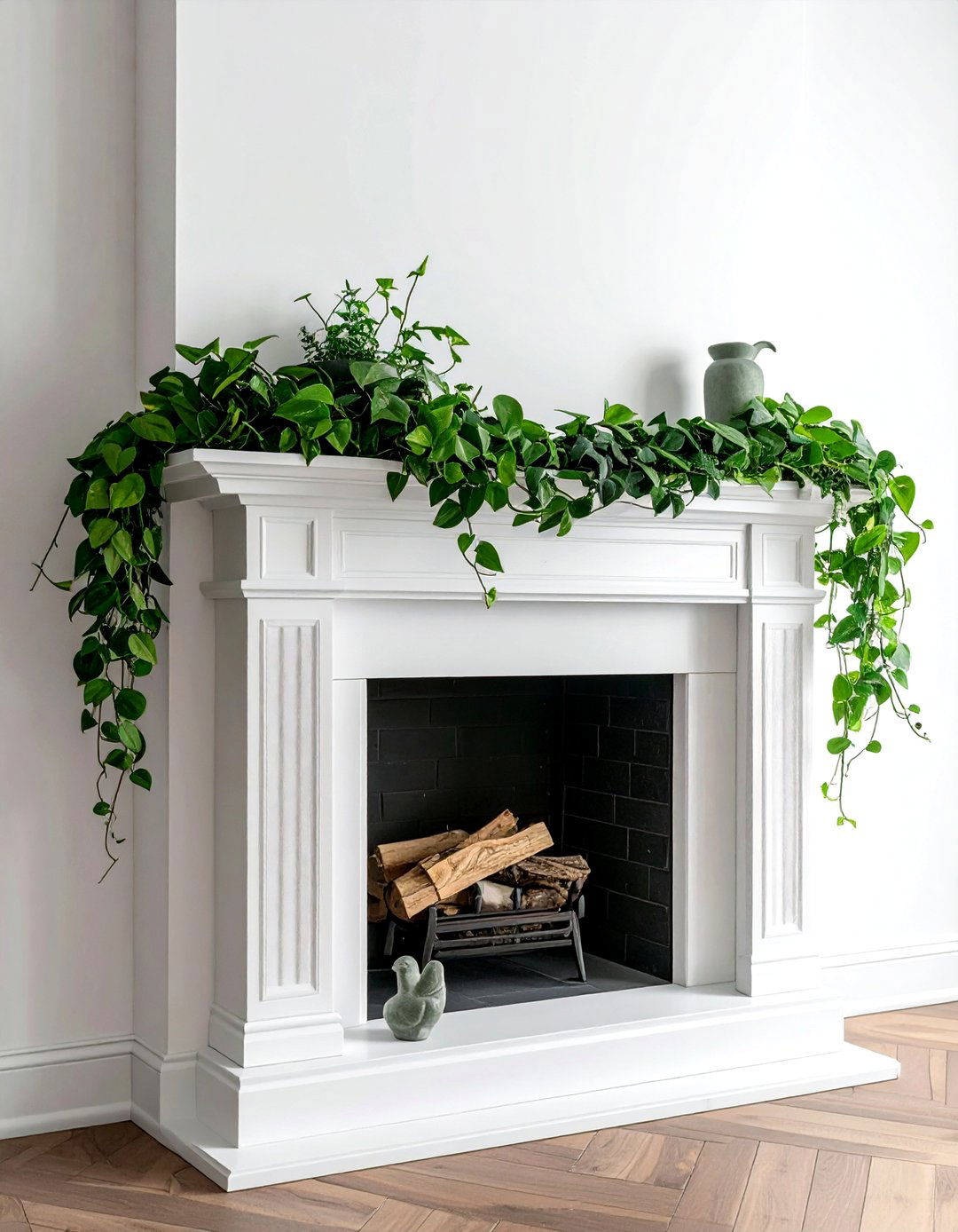 Potted Greenery And Vines - 30 mantel arrangement ideas
