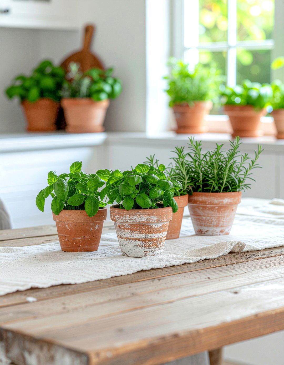 Potted Herb Centerpiece - 30 runner centerpiece dining ideas