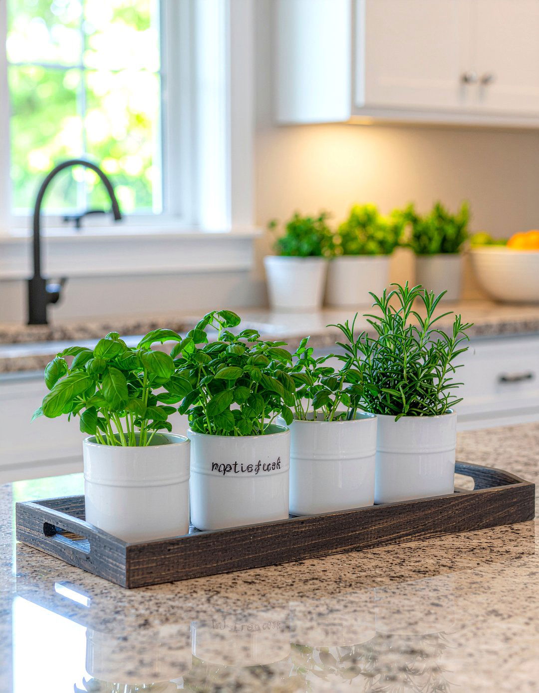 Potted Herbs On Tray - 30 kitchen herb garden ideas