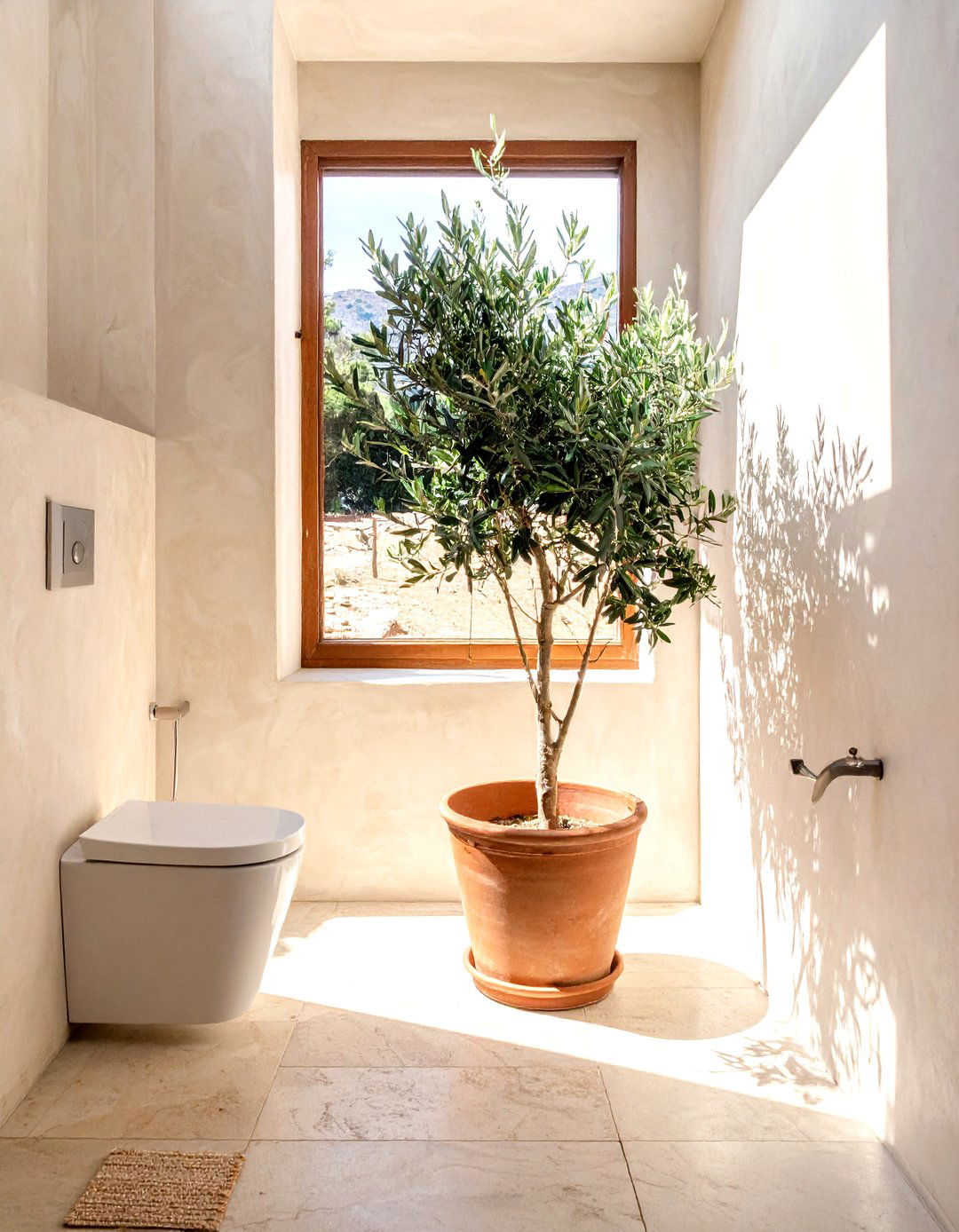 Potted Olive Tree - 30 Tuscan bathroom ideas