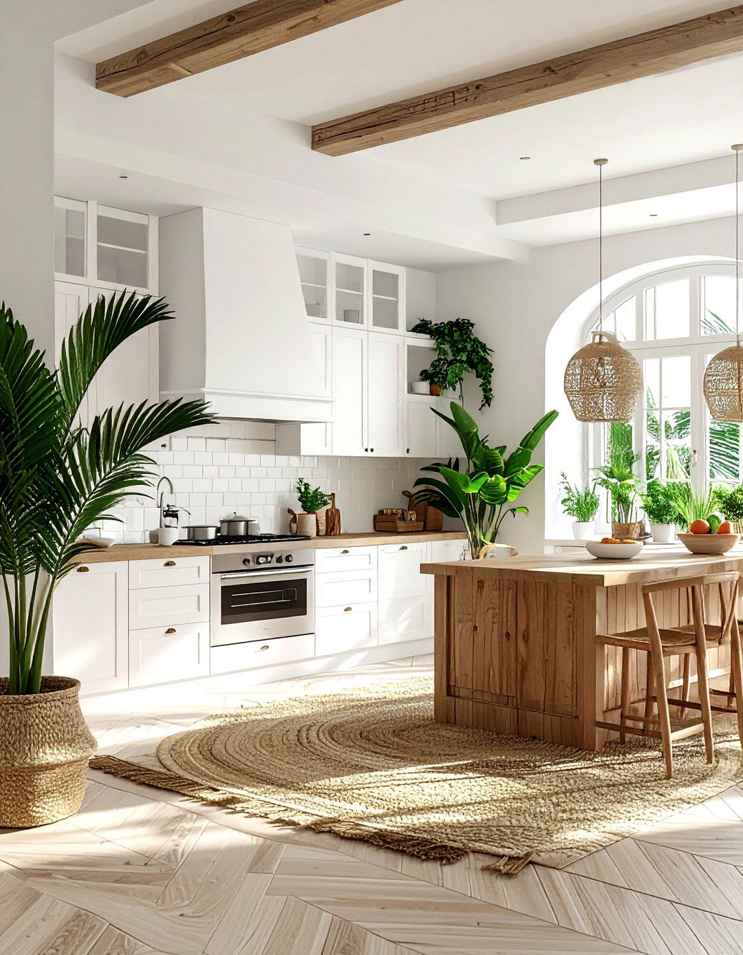 Potted Palm Plants - 30 Caribbean kitchen ideas