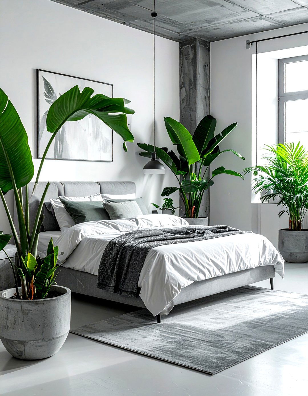 Potted Plant Bedroom - 30 industrial gray bedroom ideas