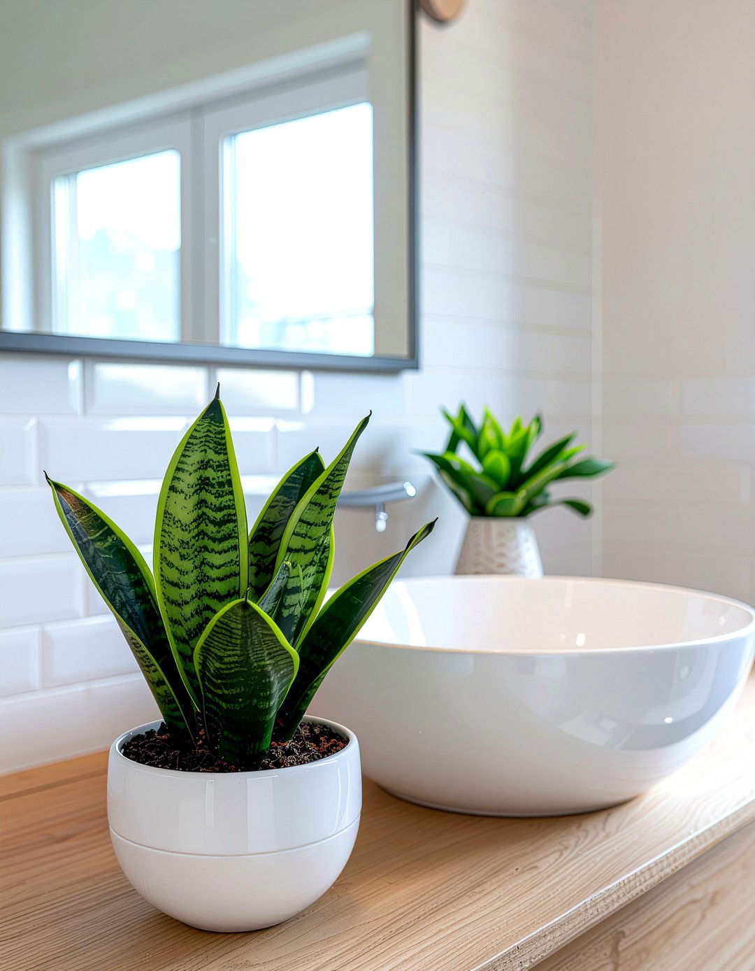 Potted Plant - 30 bathroom sink accent ideas