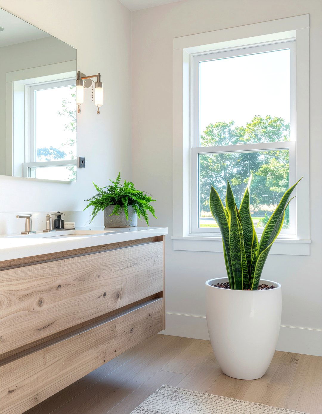 Potted Snake Plant - 30 bathroom refresh ideas