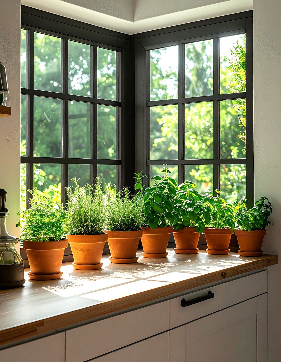Potted herbs kitchen windowsill - 30 Nordic kitchen ideas