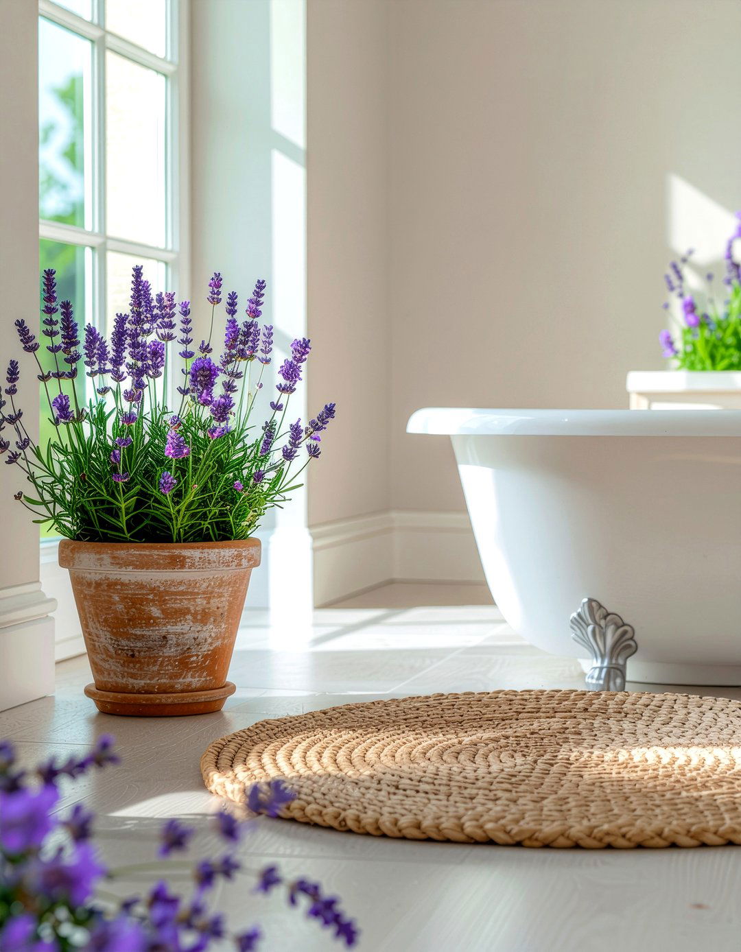 Potted lavender - 30 French country bathroom ideas