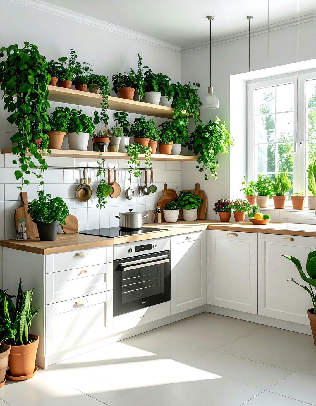 Potted plant kitchen - 30 cozy kitchen settings