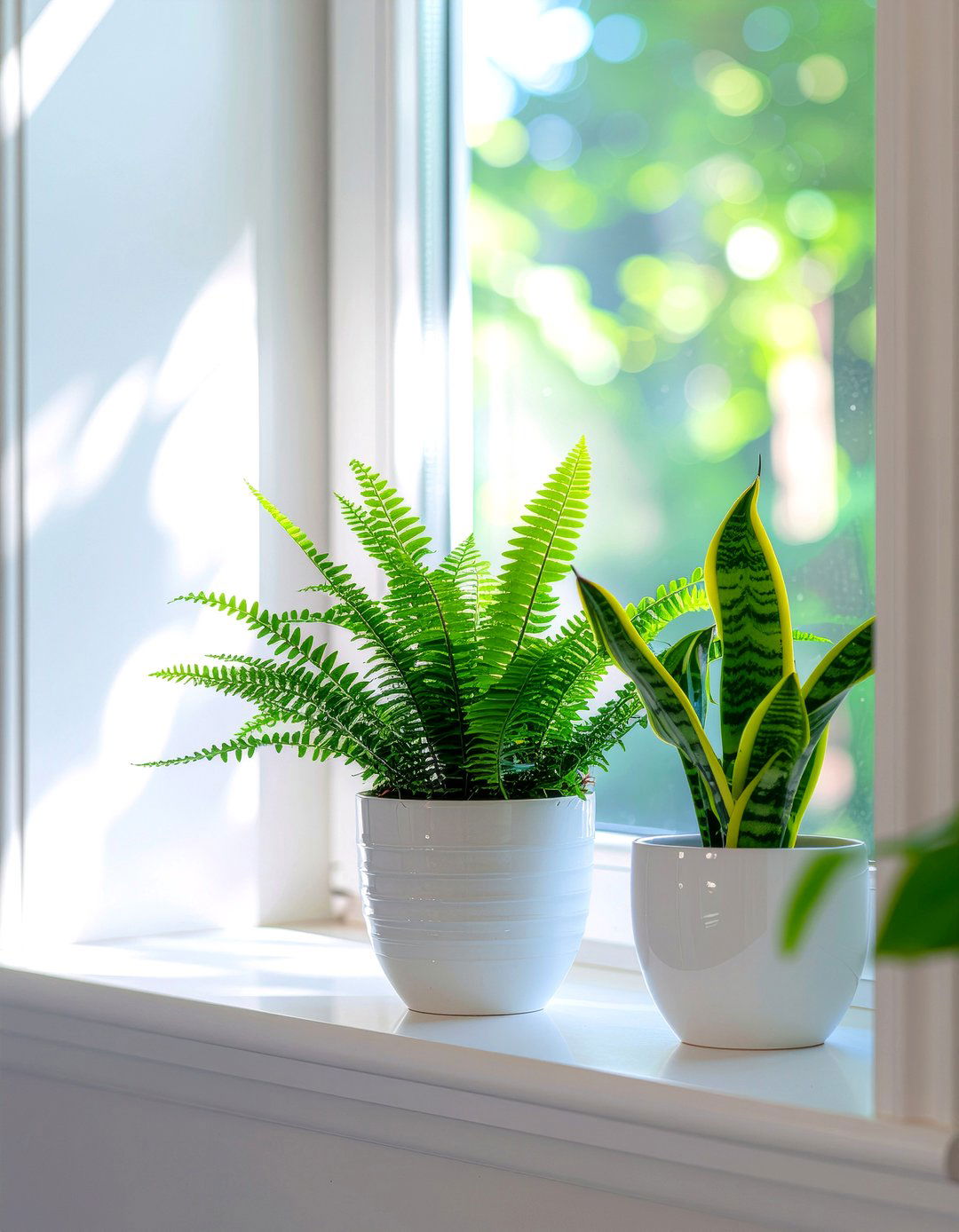 Potted plants on window sill - 30 bathroom layering ideas