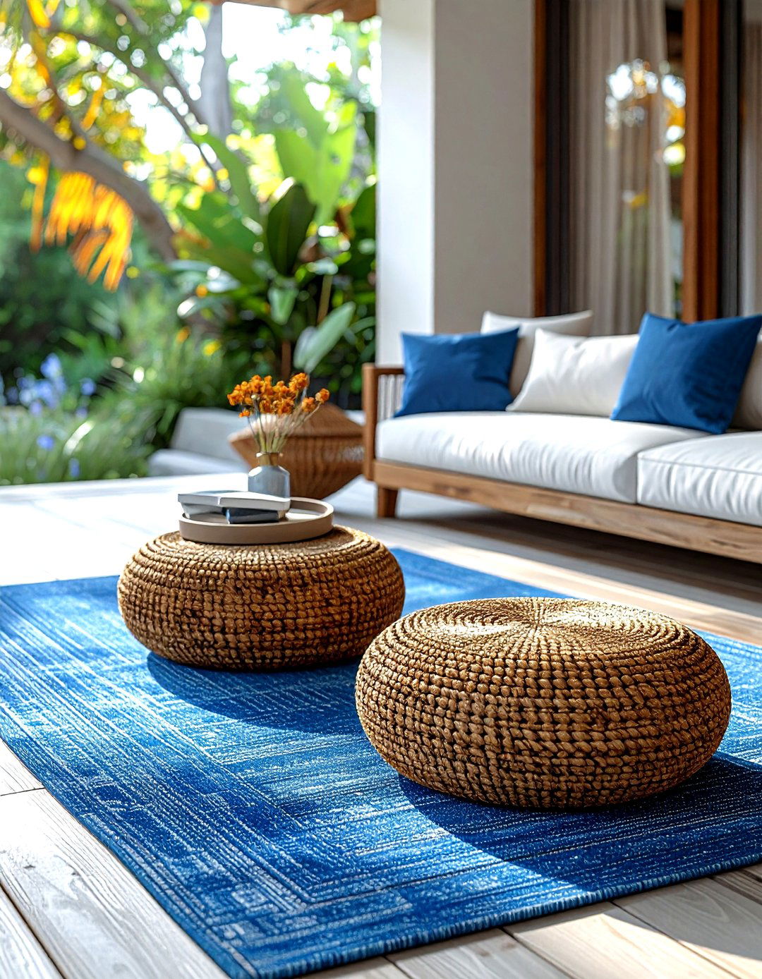 Poufs - 30 back porch decor ideas