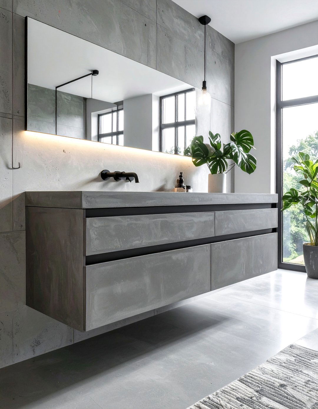 Poured Concrete Countertop - 30 bathroom vanity countertop ideas