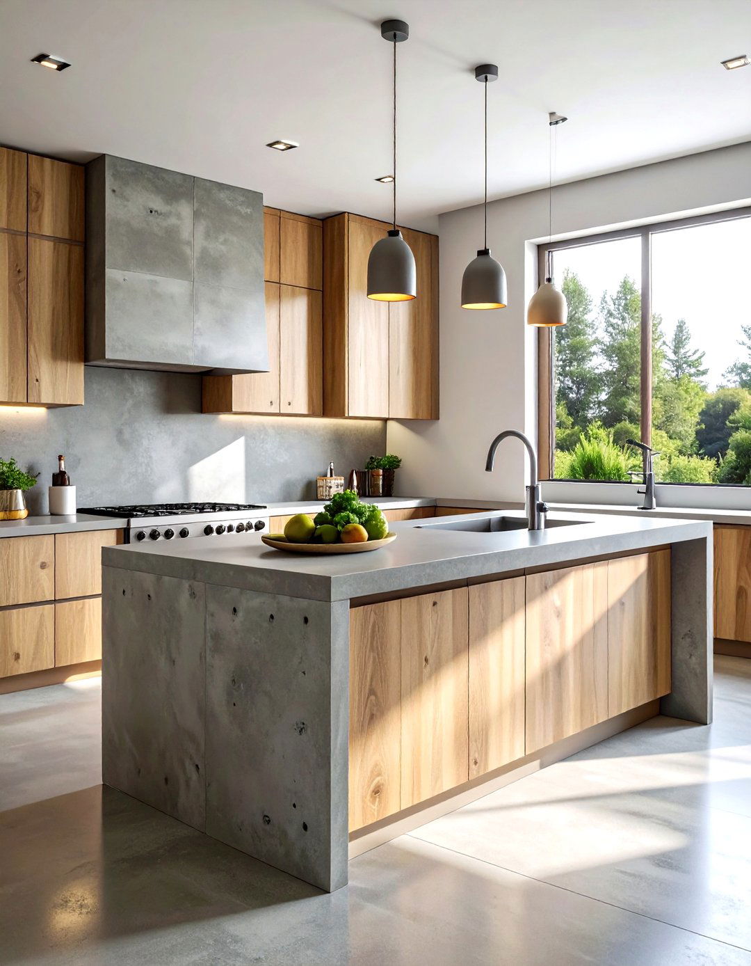 Poured Concrete Countertops - 30 rustic modern kitchen ideas